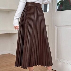 Shein BLACK Faux Leather Midi Skirt Size 2X